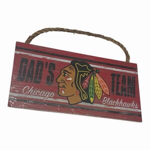 CHICAGO BLACKHAWKS LOGO WOOD SIGN 10" X 5"NEW MAN CAVE SIGN DAD FATHER'S DAY